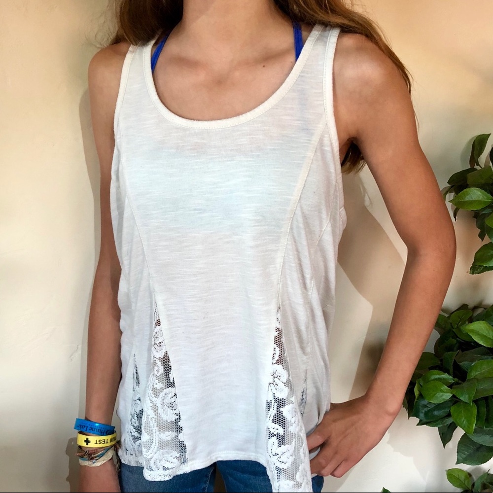 Part Lace White Tank Top